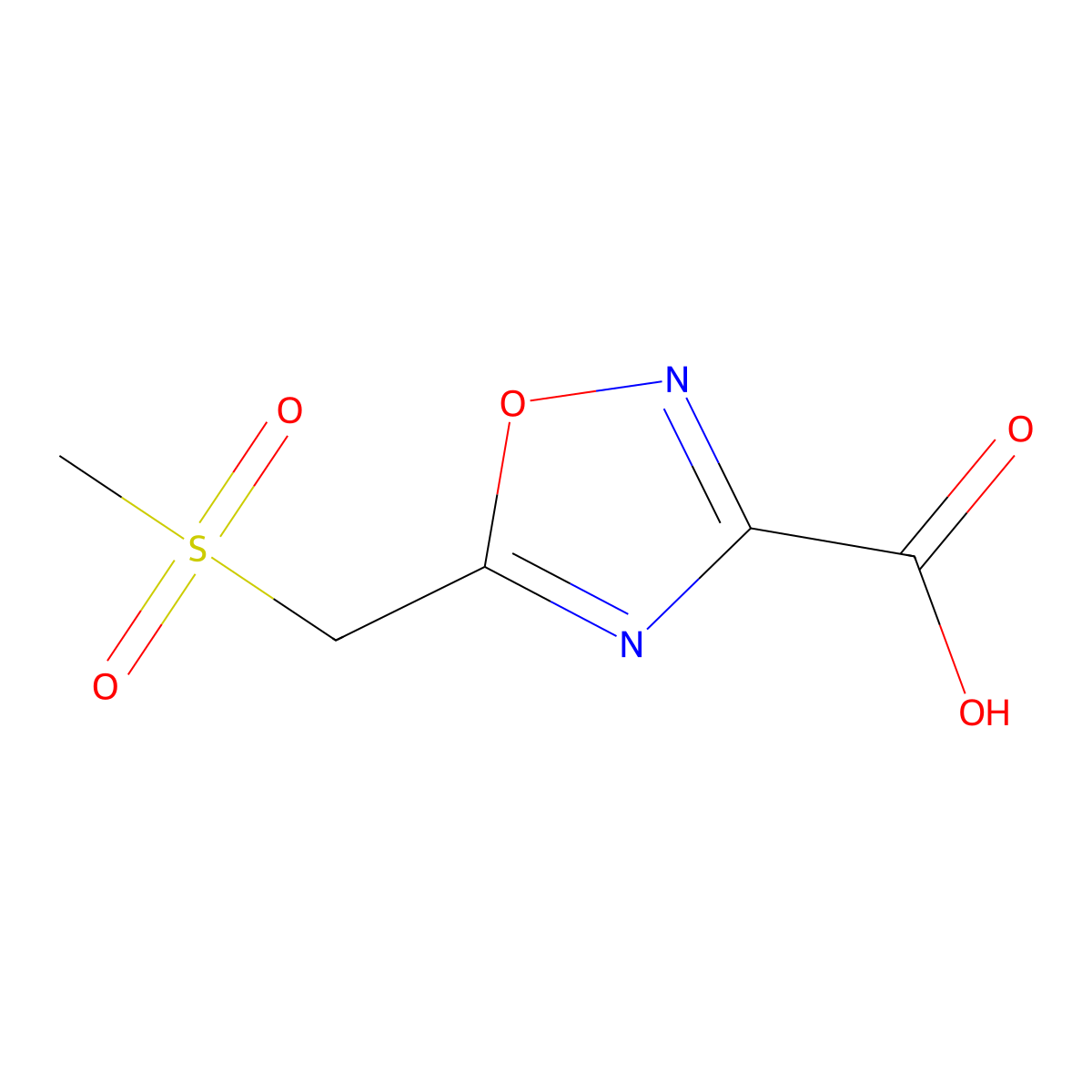 5-(Methanesulfonylmethyl)-1,2,4-oxadiazole-3-carboxylic acid molecular structure, CAS 1343251-18-2