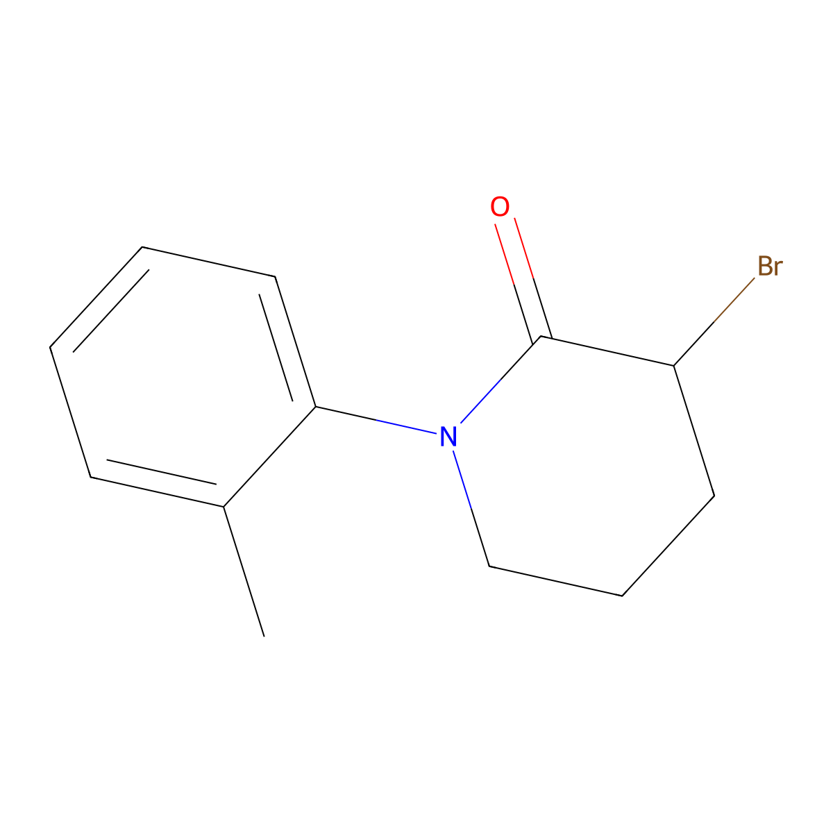 3-Bromo-1-(2-methylphenyl)piperidin-2-one molecular structure, CAS 1343254-36-3