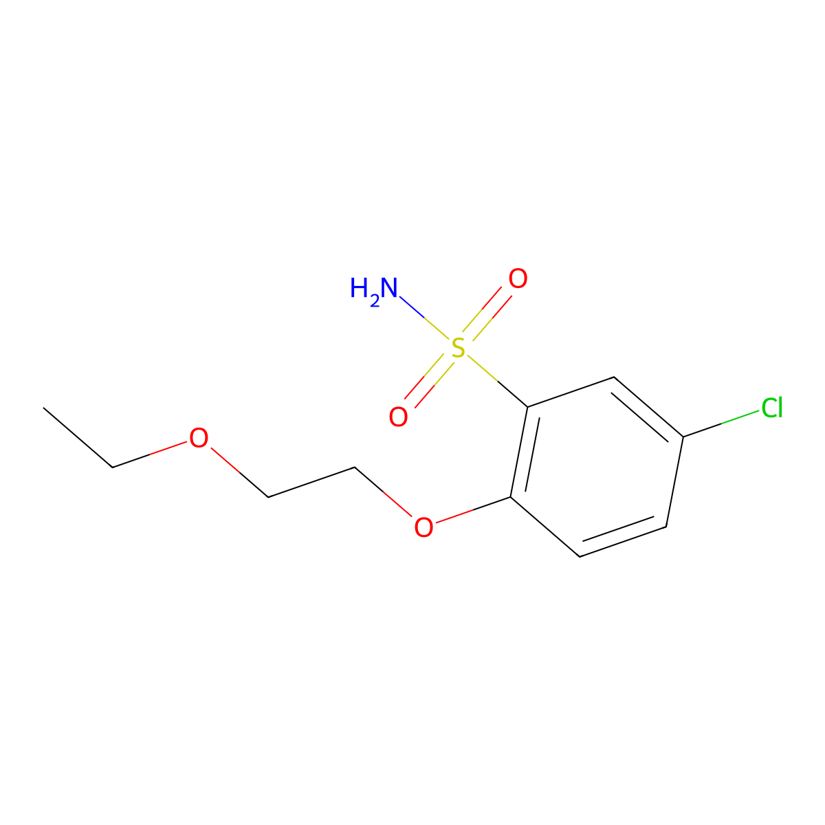 5-Chloro-2-(2-ethoxyethoxy)benzene-1-sulfonamide molecular structure, CAS 1343256-23-4
