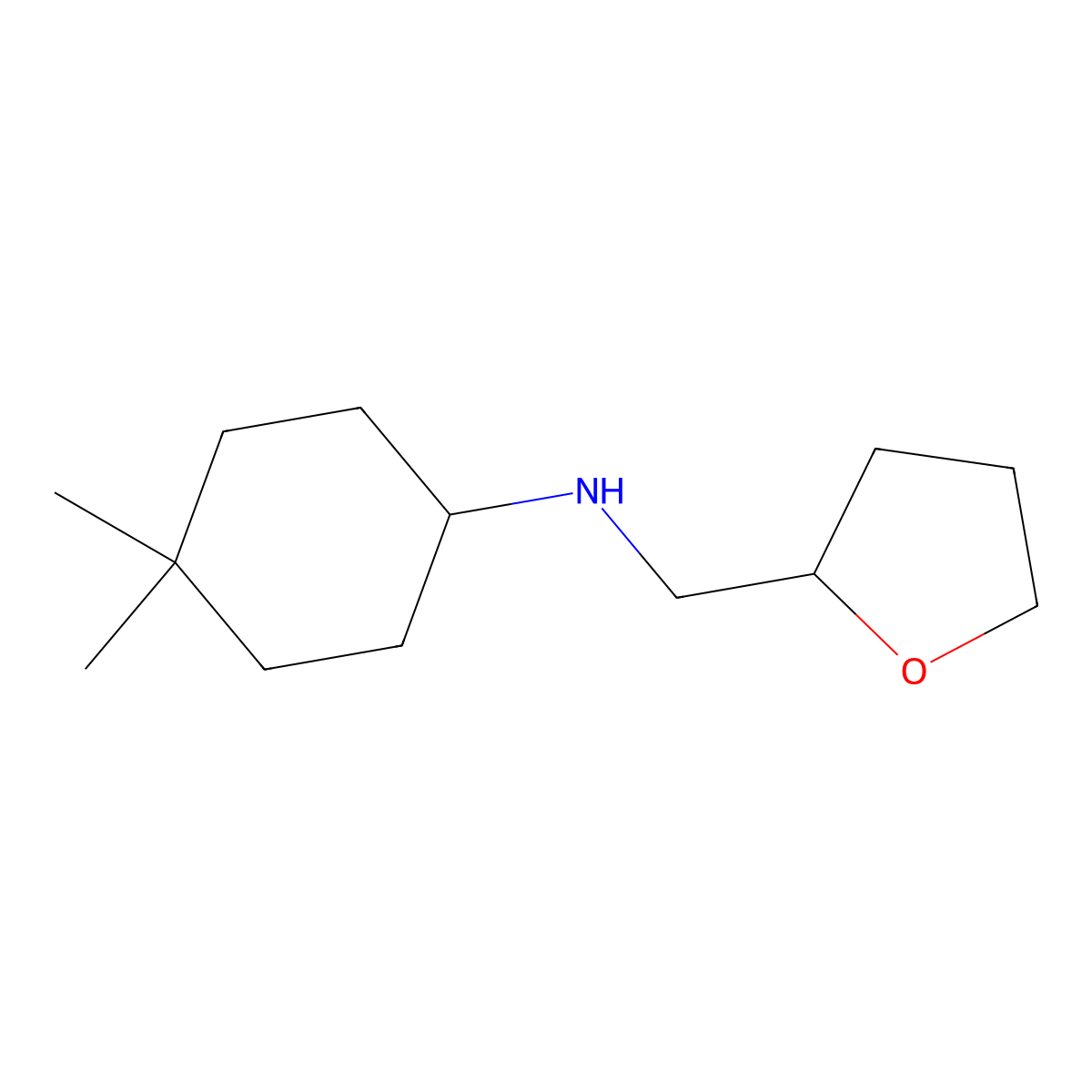 4,4-dimethyl-N-[(oxolan-2-yl)methyl]cyclohexan-1-amine molecular structure, CAS 1343258-31-0