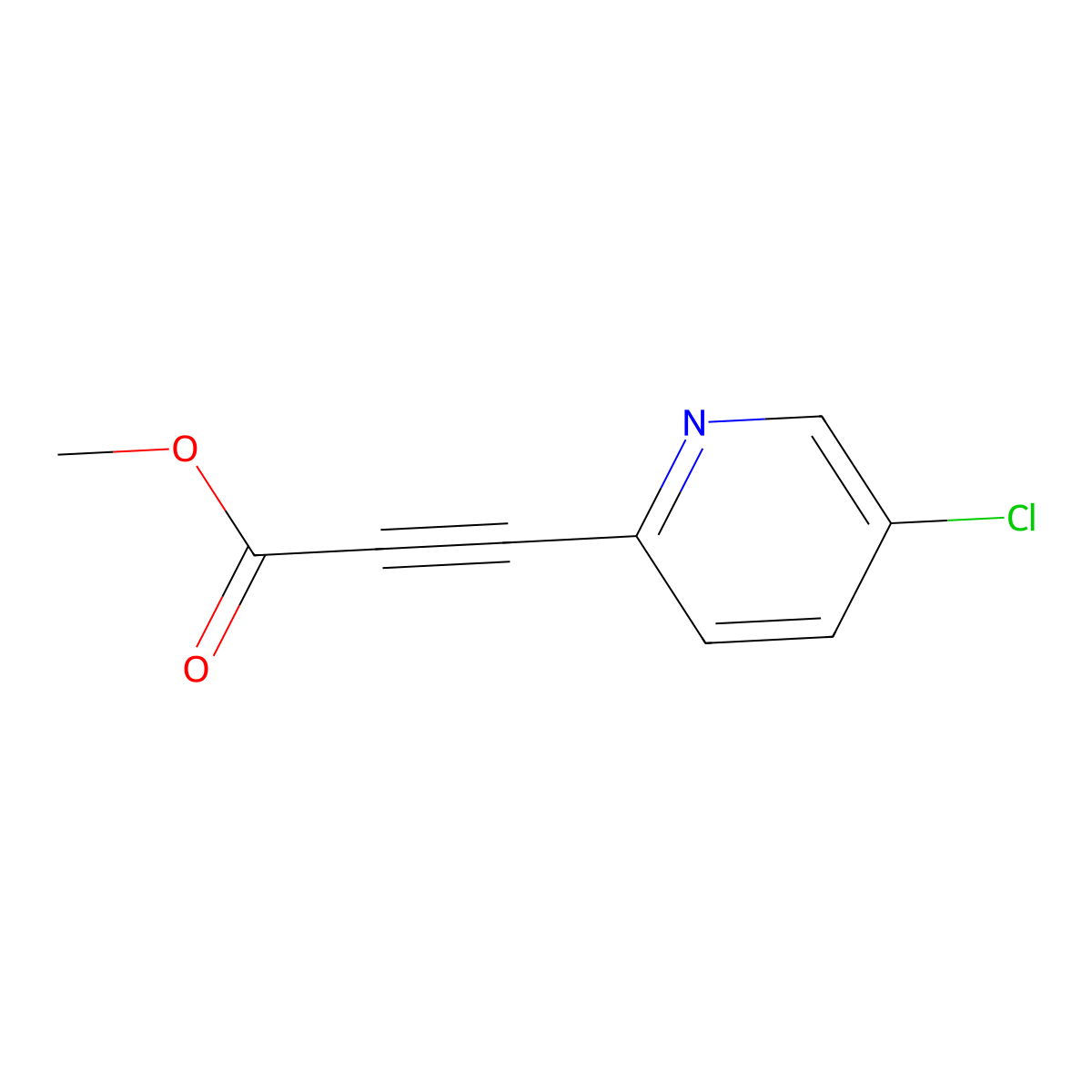 Methyl 3-(5-chloropyridin-2-yl)prop-2-ynoate molecular structure, CAS 1343259-58-4