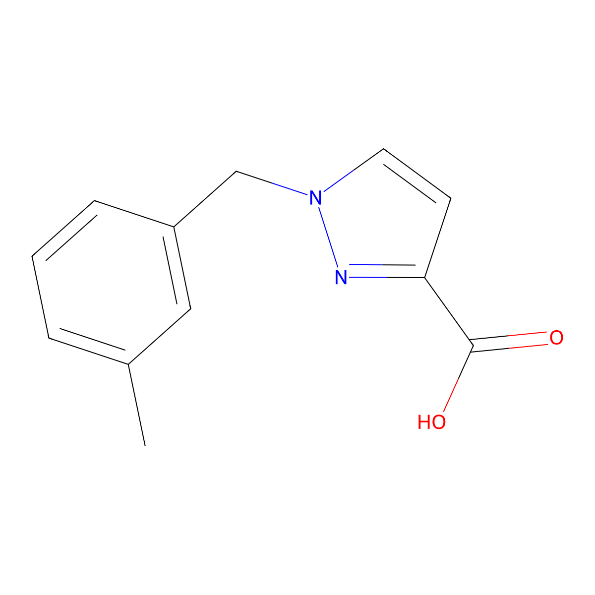 1-(3-Methylbenzyl)-1H-pyrazole-3-carboxylic acid molecular structure, CAS 1343262-27-0