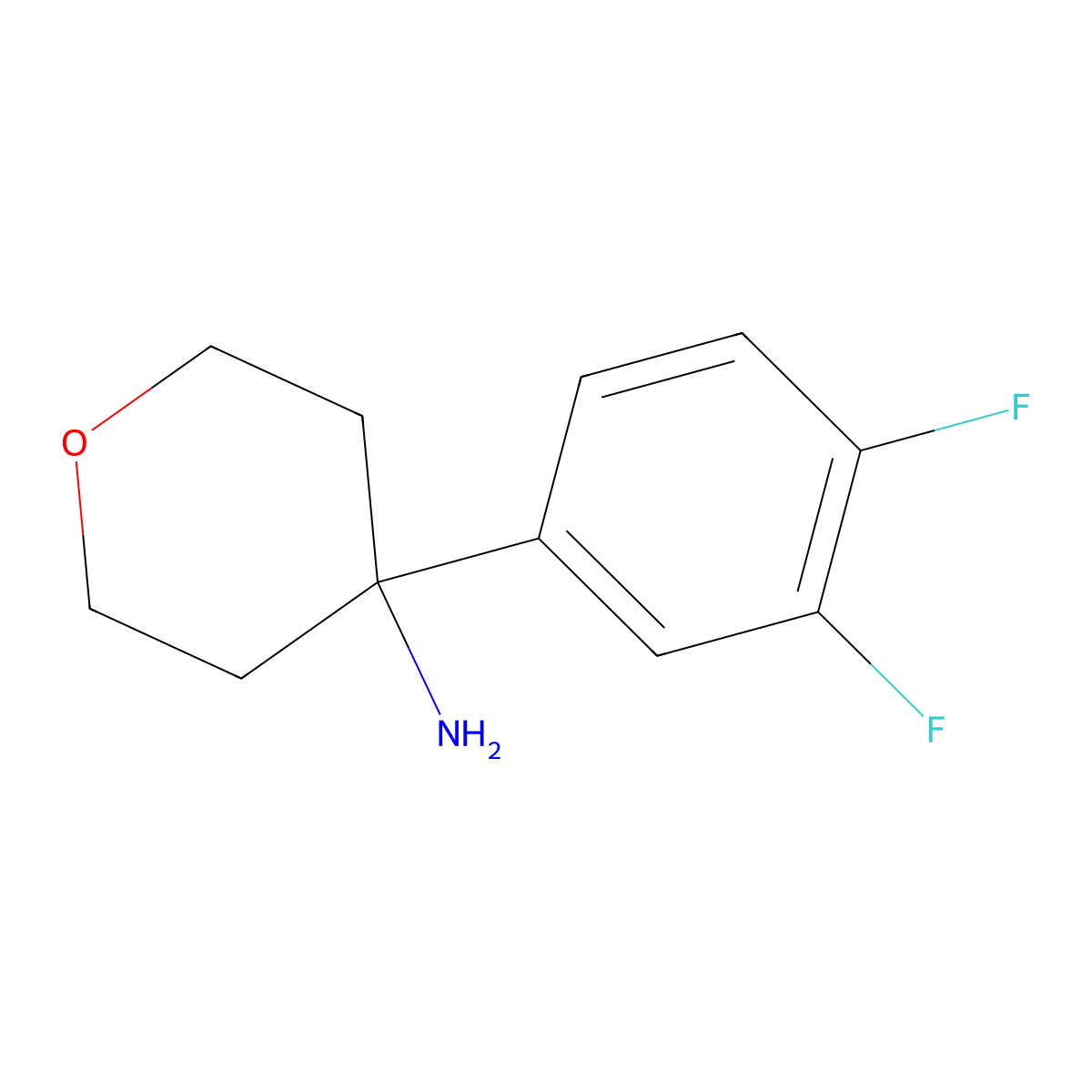4-(3,4-Difluorophenyl)tetrahydro-2H-pyran-4-amine molecular structure, CAS 1343262-94-1