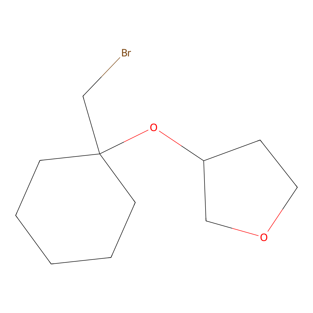 3-{[1-(Bromomethyl)cyclohexyl]oxy}oxolane molecular structure, CAS 1343264-50-5
