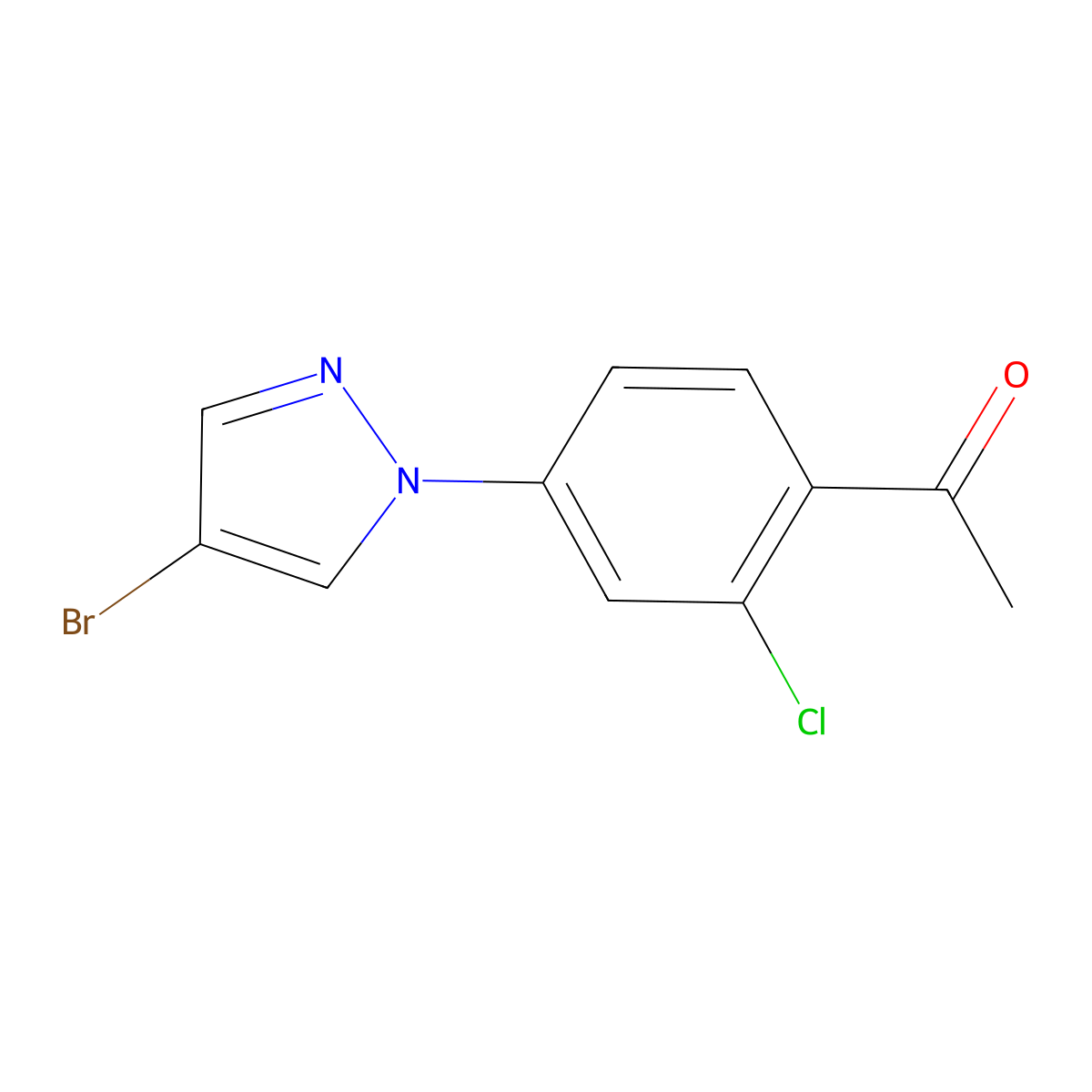 1-(4-(4-Bromo-1h-pyrazol-1-yl)-2-chlorophenyl)ethan-1-one molecular structure, CAS 1343270-38-1