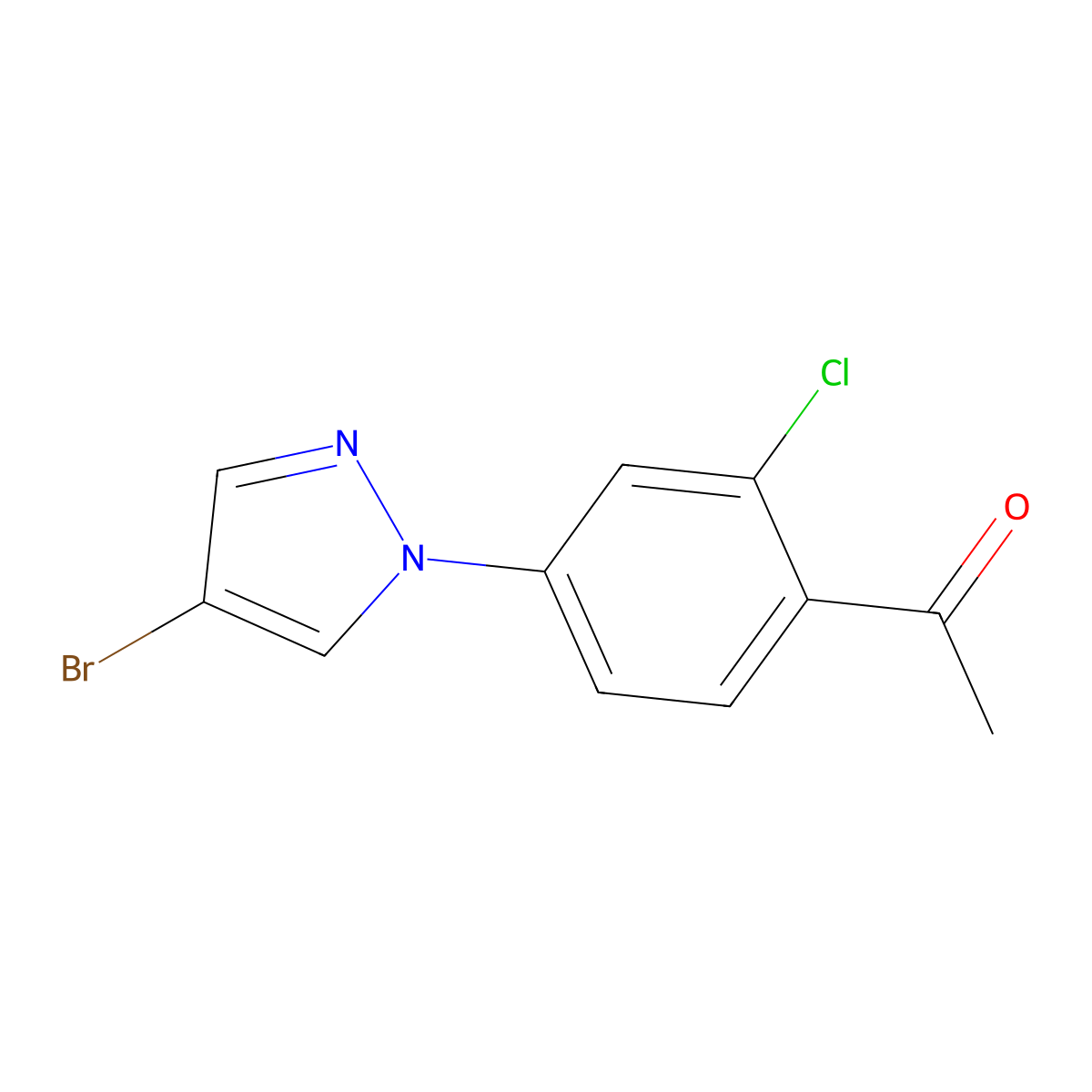 1-(4-(4-Bromo-1h-pyrazol-1-yl)-2-chlorophenyl)ethan-1-one molecular structure, CAS 1343270-38-1