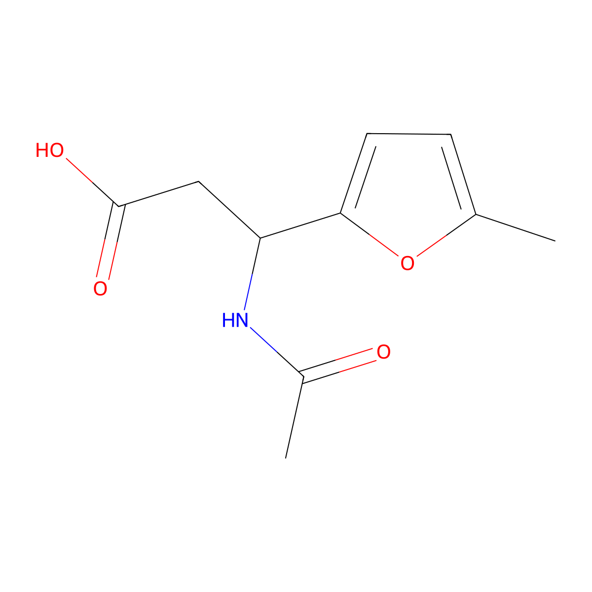 3-Acetamido-3-(5-methylfuran-2-yl)propanoic acid molecular structure, CAS 1343273-67-5