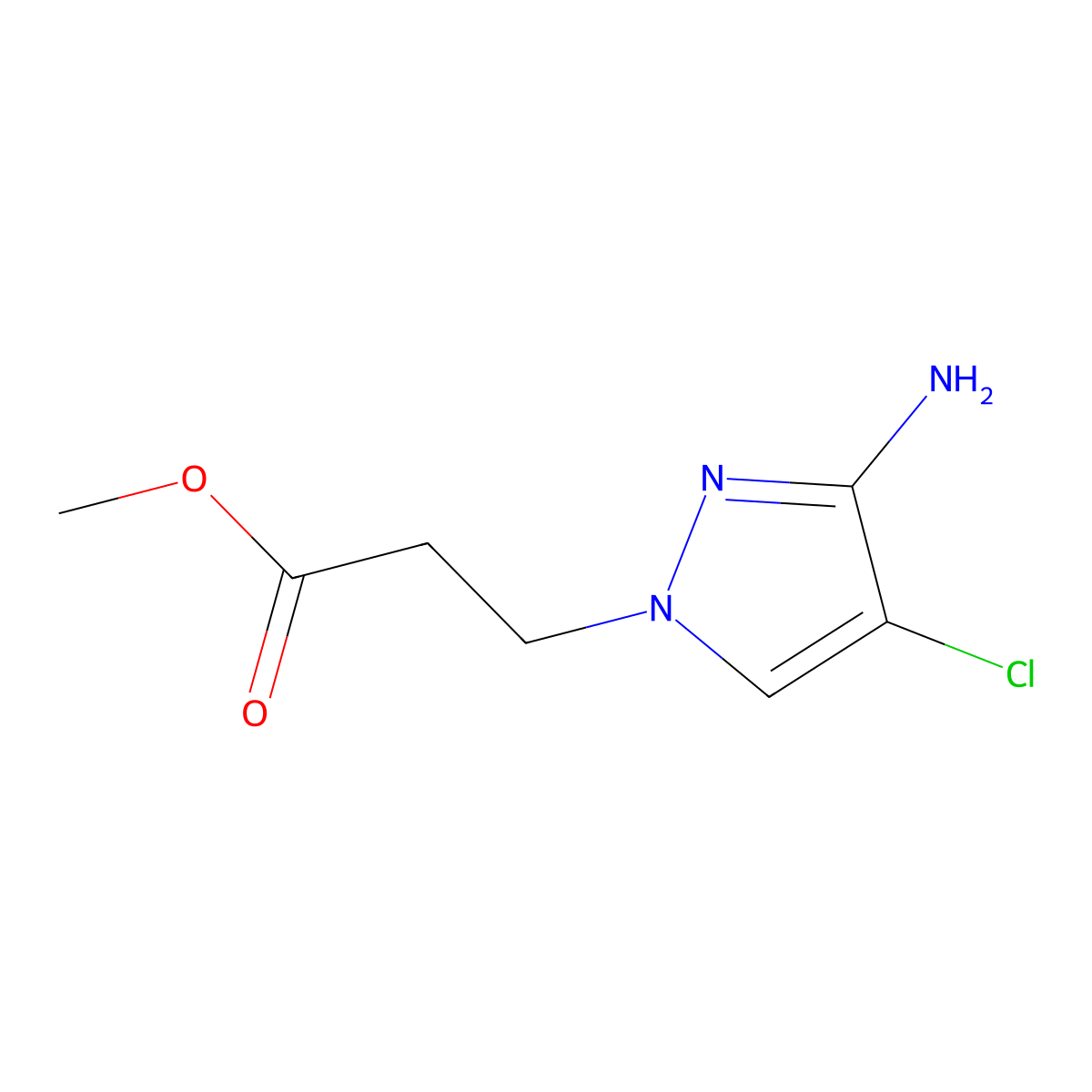 Methyl 3-(3-amino-4-chloro-1h-pyrazol-1-yl)propanoate molecular structure, CAS 1343276-24-3