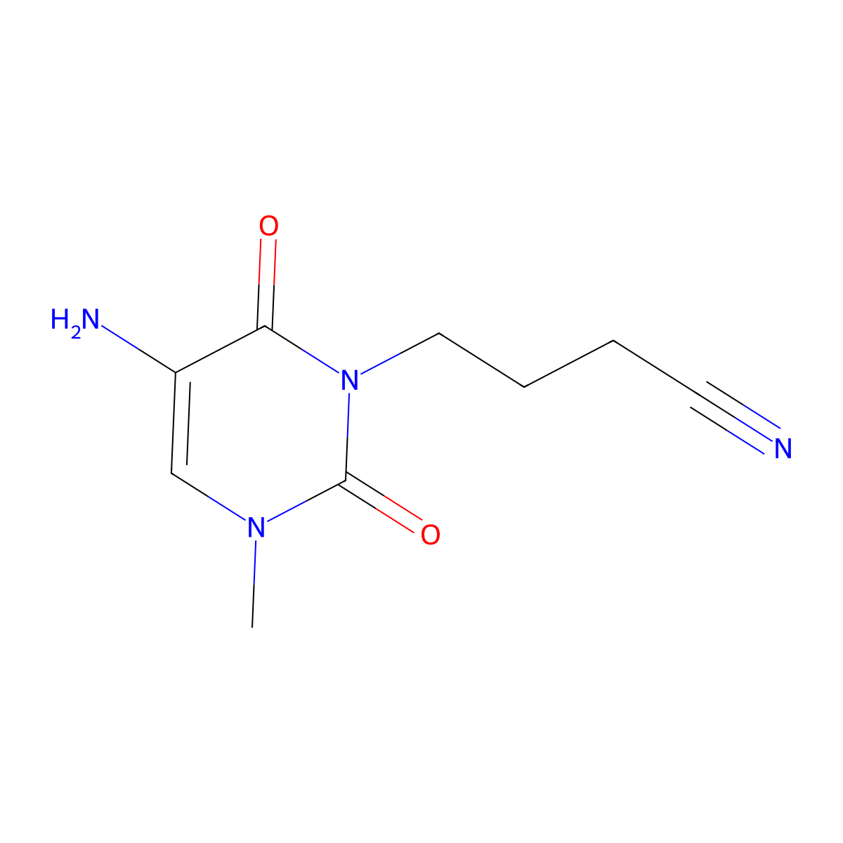 4-(5-Amino-3-methyl-2,6-dioxo-3,6-dihydropyrimidin-1(2h)-yl)butanenitrile molecular structure, CAS 1343277-91-7