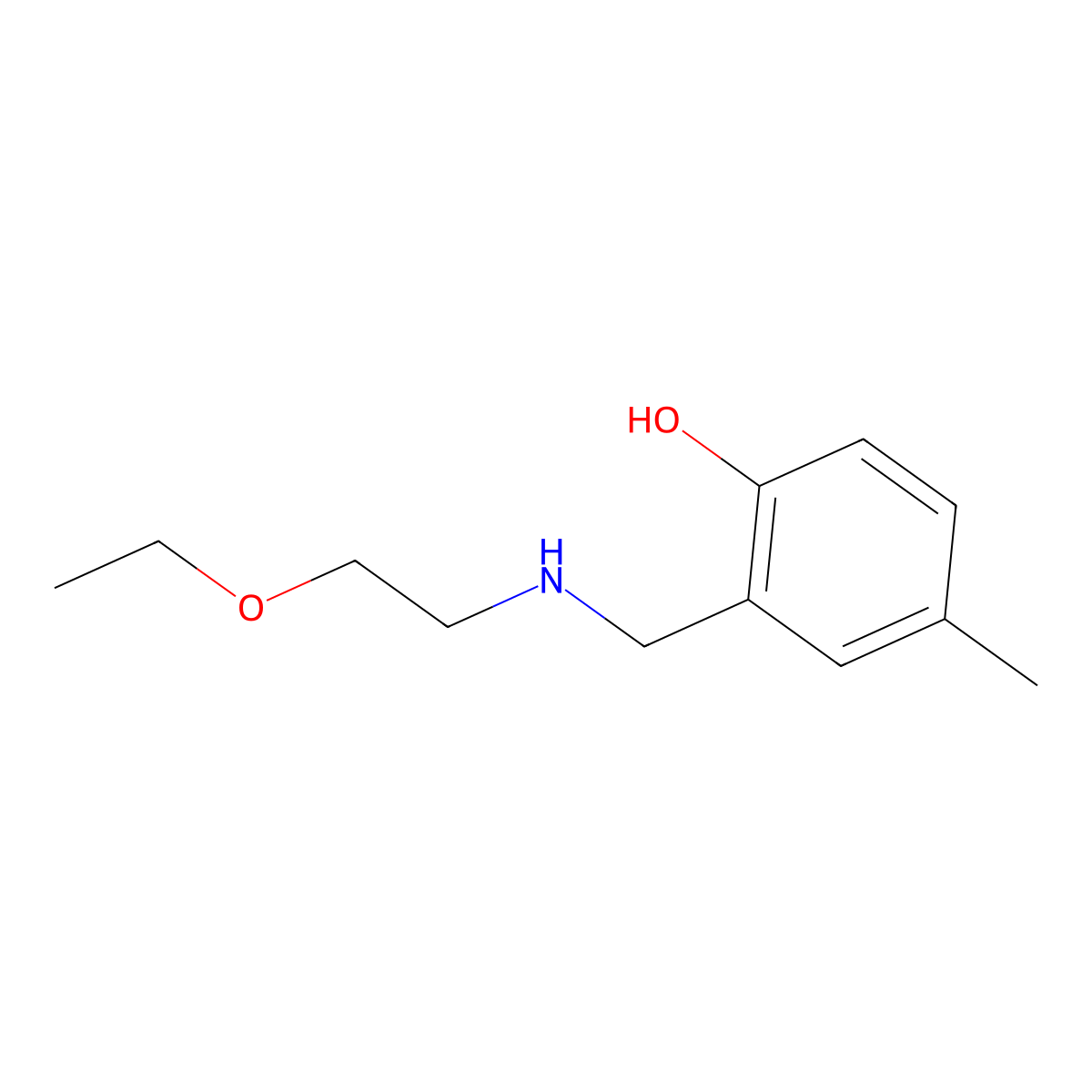 2-{[(2-Ethoxyethyl)amino]methyl}-4-methylphenol molecular structure, CAS 1343282-06-3