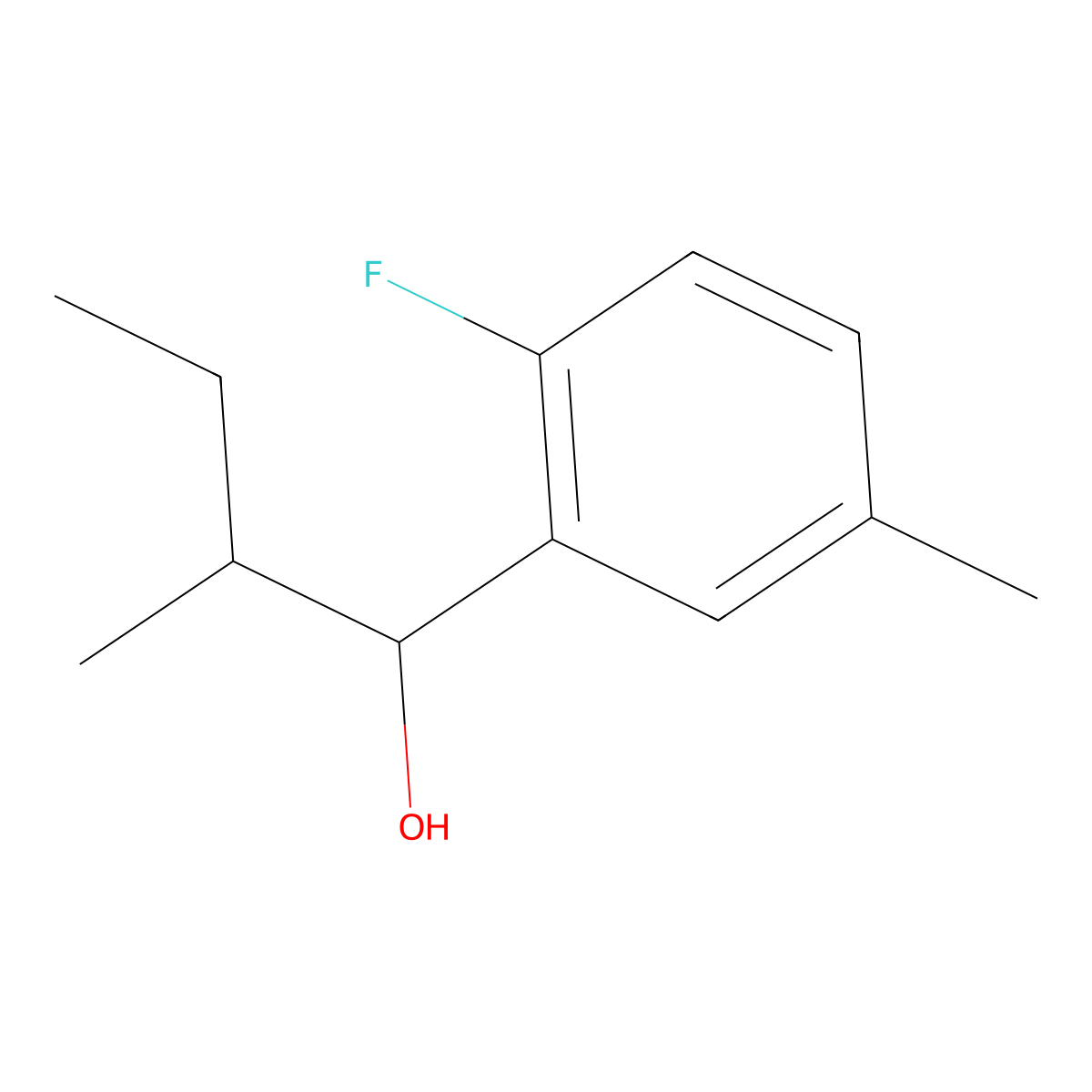 1-(2-Fluoro-5-methylphenyl)-2-methylbutan-1-ol molecular structure, CAS 1343283-96-4