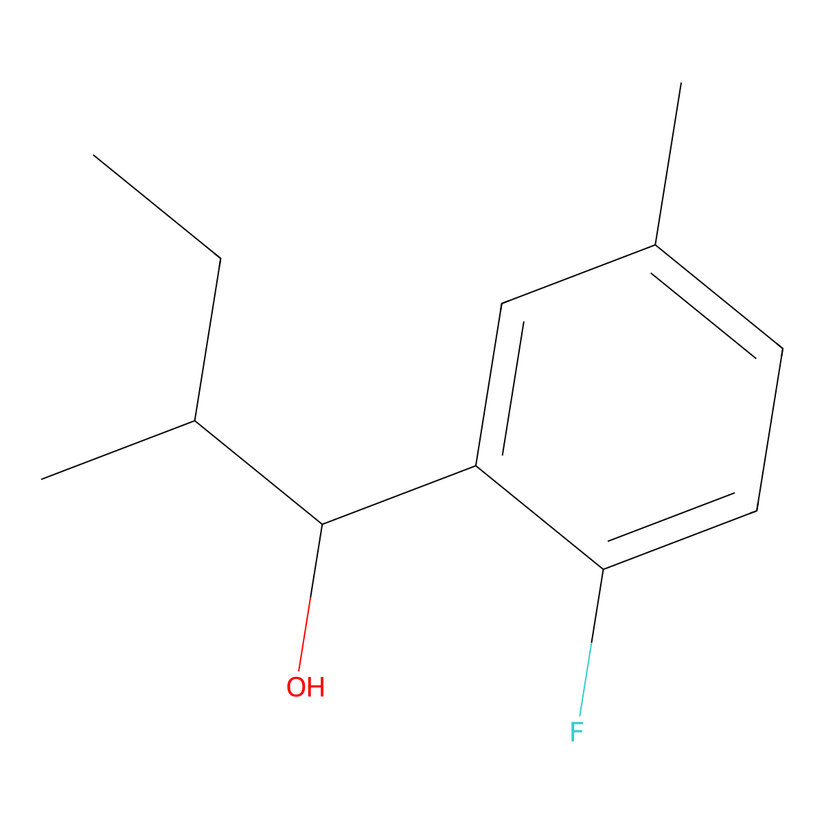 1-(2-Fluoro-5-methylphenyl)-2-methylbutan-1-ol molecular structure, CAS 1343283-96-4