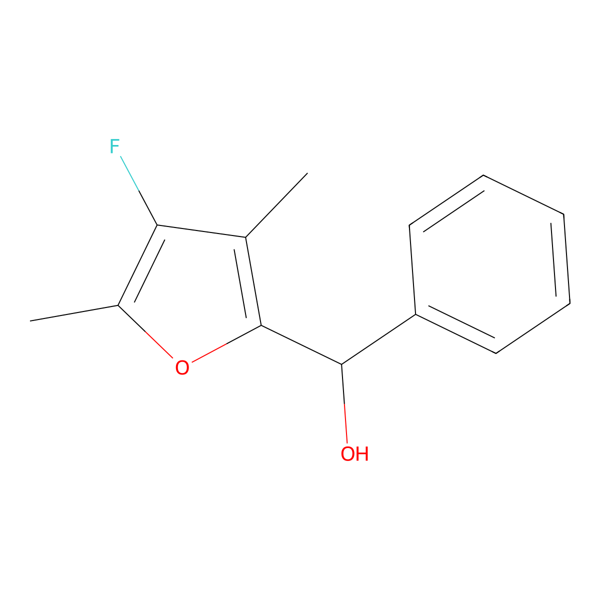 (4-Fluoro-3,5-dimethylfuran-2-yl)(phenyl)methanol molecular structure, CAS 1343293-69-5