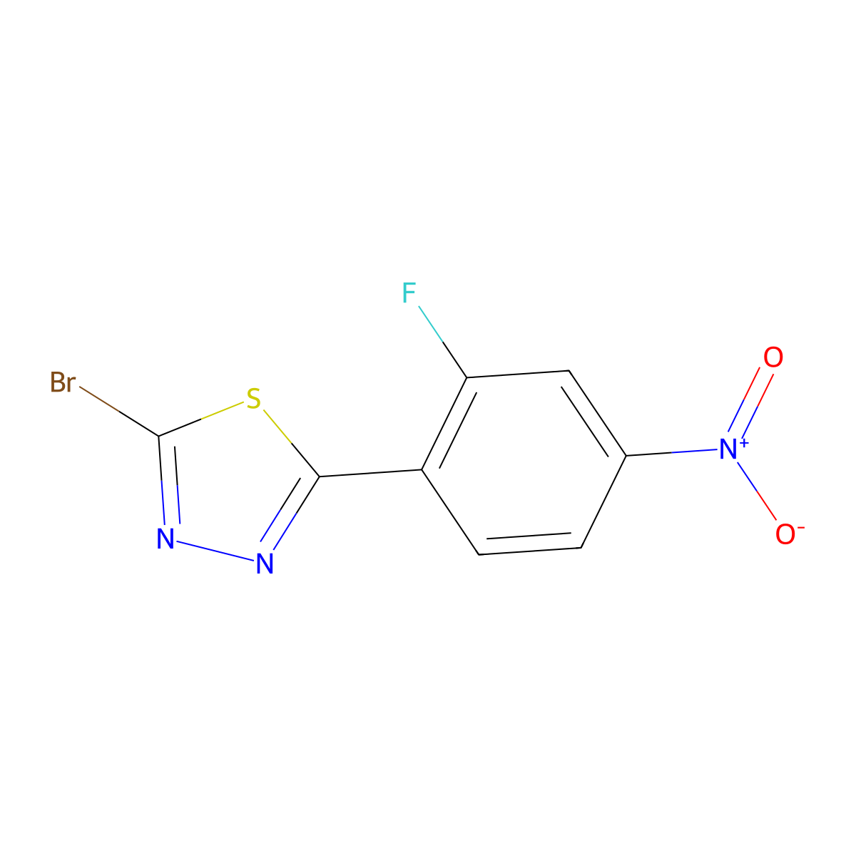 2-Bromo-5-(2-fluoro-4-nitrophenyl)-1,3,4-thiadiazole molecular structure, CAS 1343299-68-2
