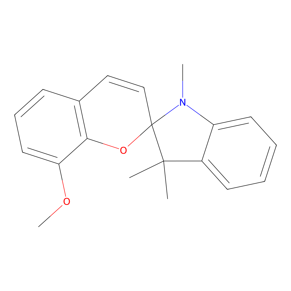 1,3,3-Trimethylindolino-8'-methoxybenzopyrylospiran molecular structure, CAS 13433-31-3