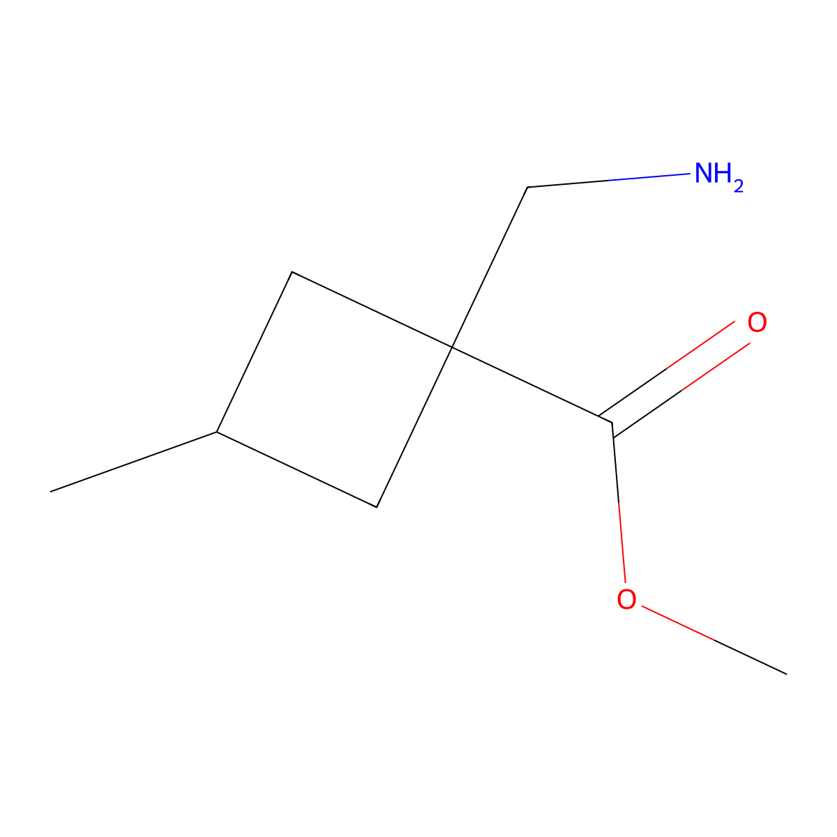 Methyl 1-(aminomethyl)-3-methylcyclobutane-1-carboxylate molecular structure, CAS 1343301-02-9