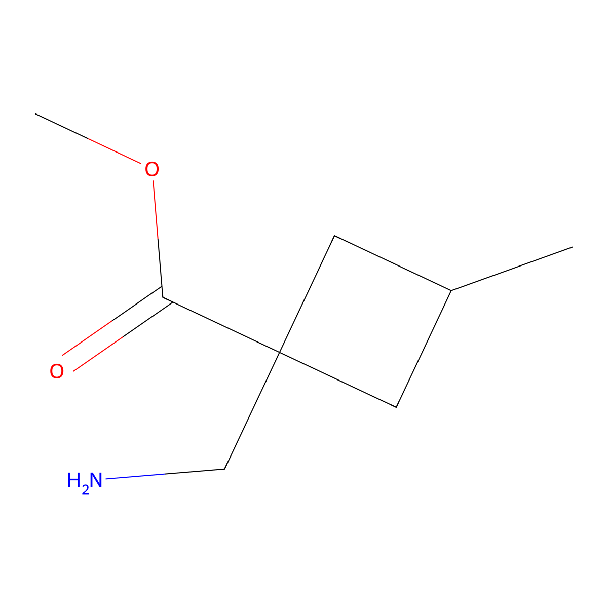 Methyl 1-(aminomethyl)-3-methylcyclobutane-1-carboxylate molecular structure, CAS 1343301-02-9