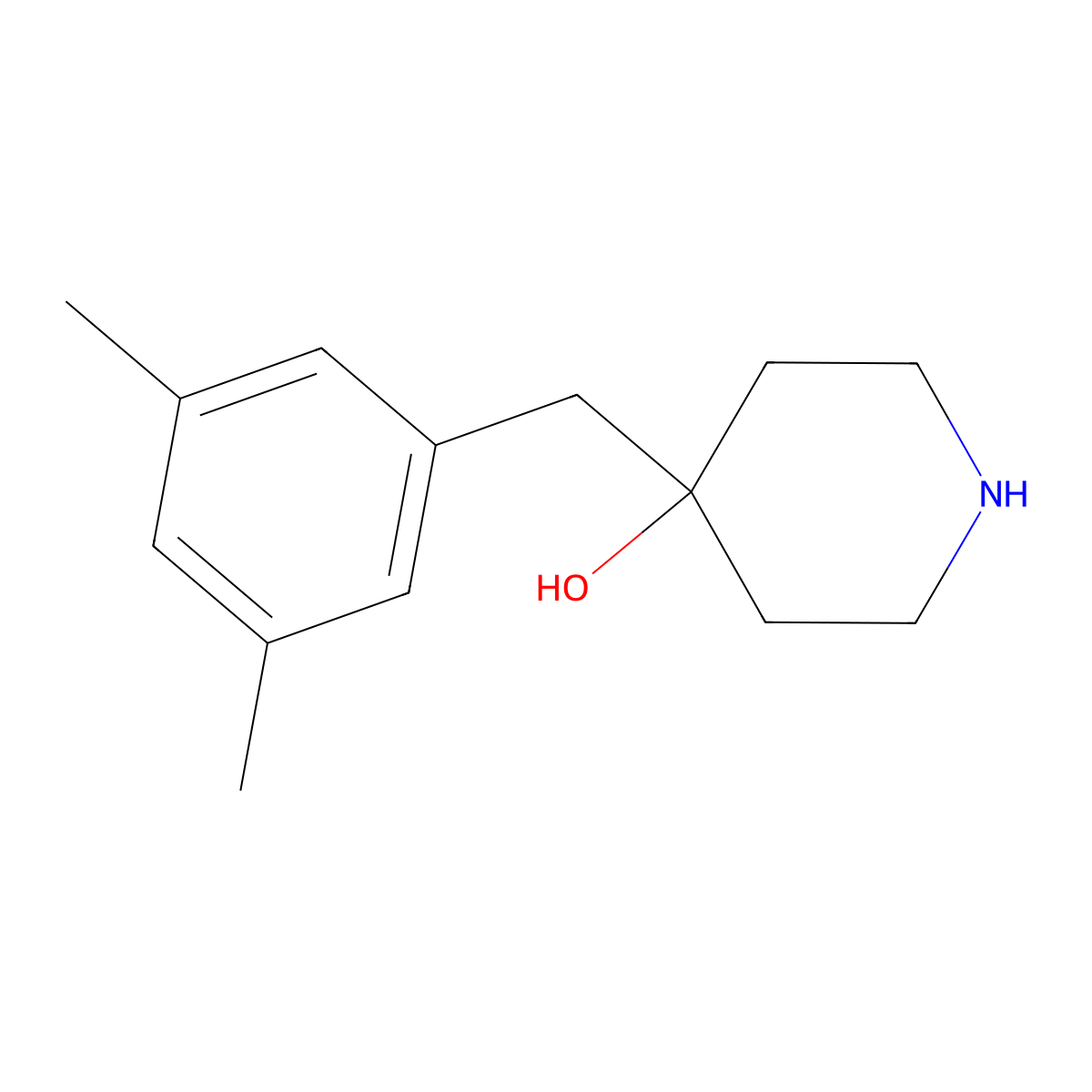 4-[(3,5-Dimethylphenyl)methyl]piperidin-4-ol molecular structure, CAS 1343303-99-0