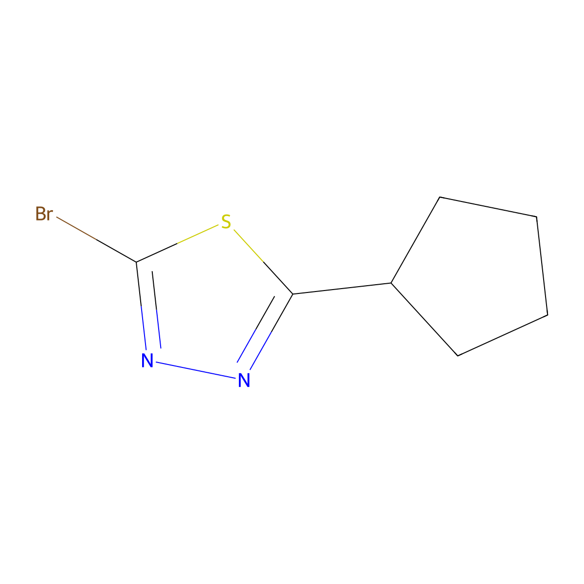 2-Bromo-5-cyclopentyl-1,3,4-thiadiazole molecular structure, CAS 1343306-02-4