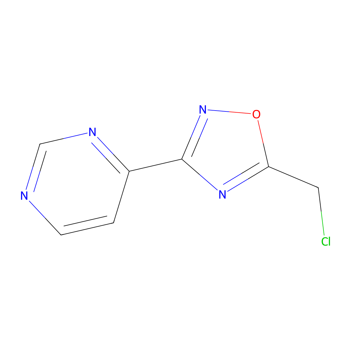 4-(5-(Chloromethyl)-1,2,4-oxadiazol-3-yl)pyrimidine molecular structure, CAS 1343306-94-4