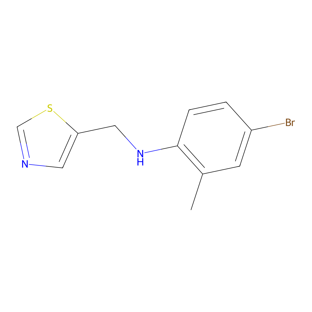 4-bromo-2-methyl-N-[(1,3-thiazol-5-yl)methyl]aniline molecular structure, CAS 1343308-59-7