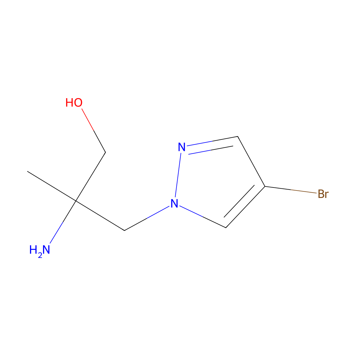 2-amino-3-(4-bromo-1H-pyrazol-1-yl)-2-methylpropan-1-ol molecular structure, CAS 1343308-85-9