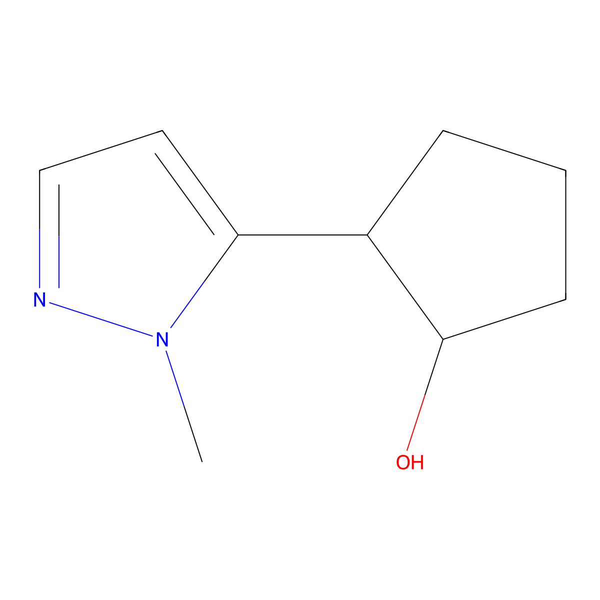 2-(1-methyl-1H-pyrazol-5-yl)cyclopentan-1-ol molecular structure, CAS 1343309-31-8
