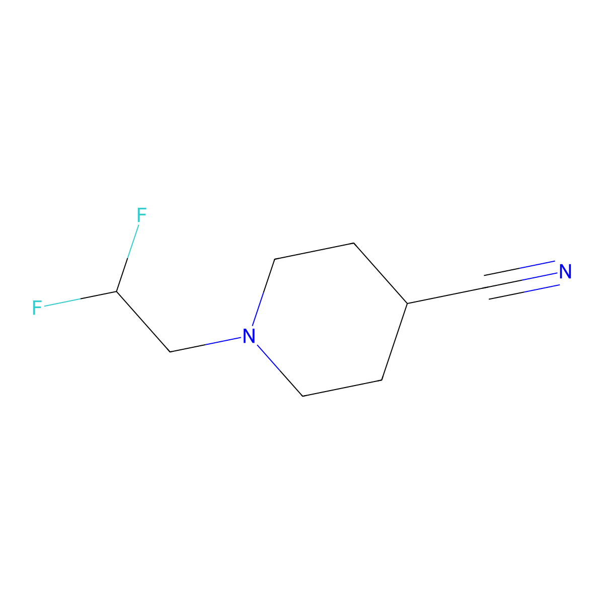 1-(2,2-Difluoroethyl)piperidine-4-carbonitrile molecular structure, CAS 1343312-26-4