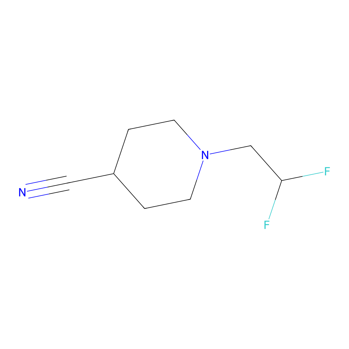 1-(2,2-Difluoroethyl)piperidine-4-carbonitrile molecular structure, CAS 1343312-26-4
