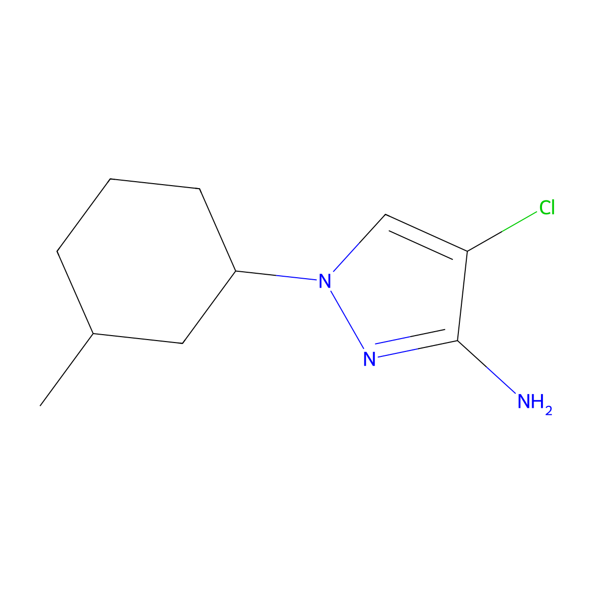4-chloro-1-(3-methylcyclohexyl)-1H-pyrazol-3-amine molecular structure, CAS 1343314-60-2