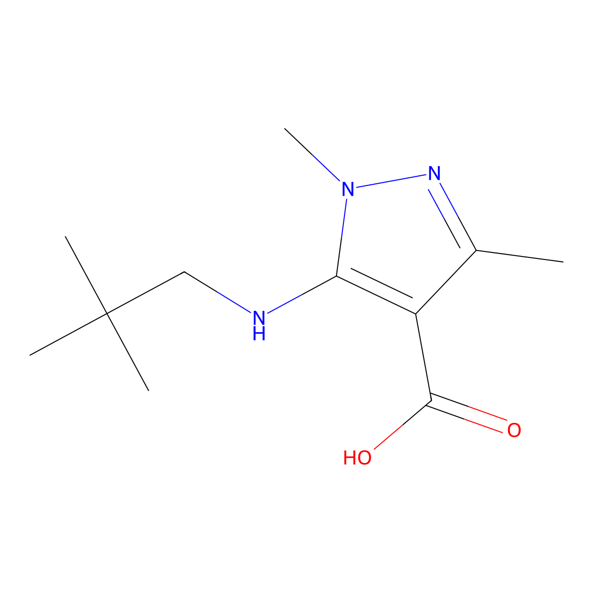 1,3-Dimethyl-5-(neopentylamino)-1h-pyrazole-4-carboxylic acid molecular structure, CAS 1343314-69-1