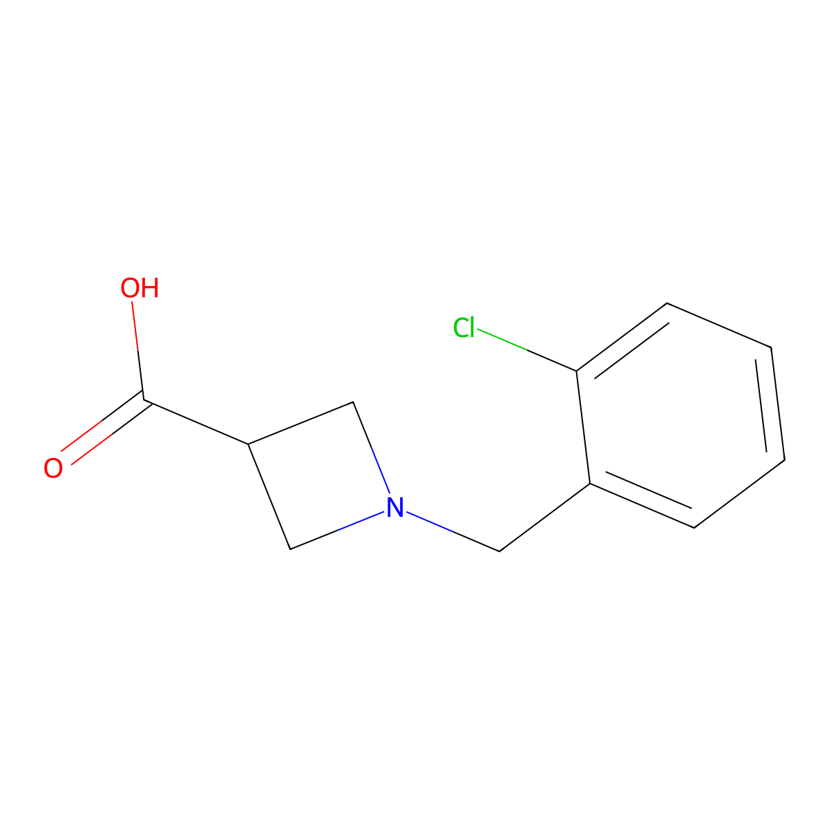 1-[(2-Chlorophenyl)methyl]azetidine-3-carboxylic acid molecular structure, CAS 1343314-73-7