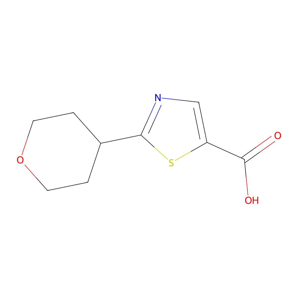 2-(Oxan-4-yl)-1,3-thiazole-5-carboxylic acid molecular structure, CAS 1343317-66-7