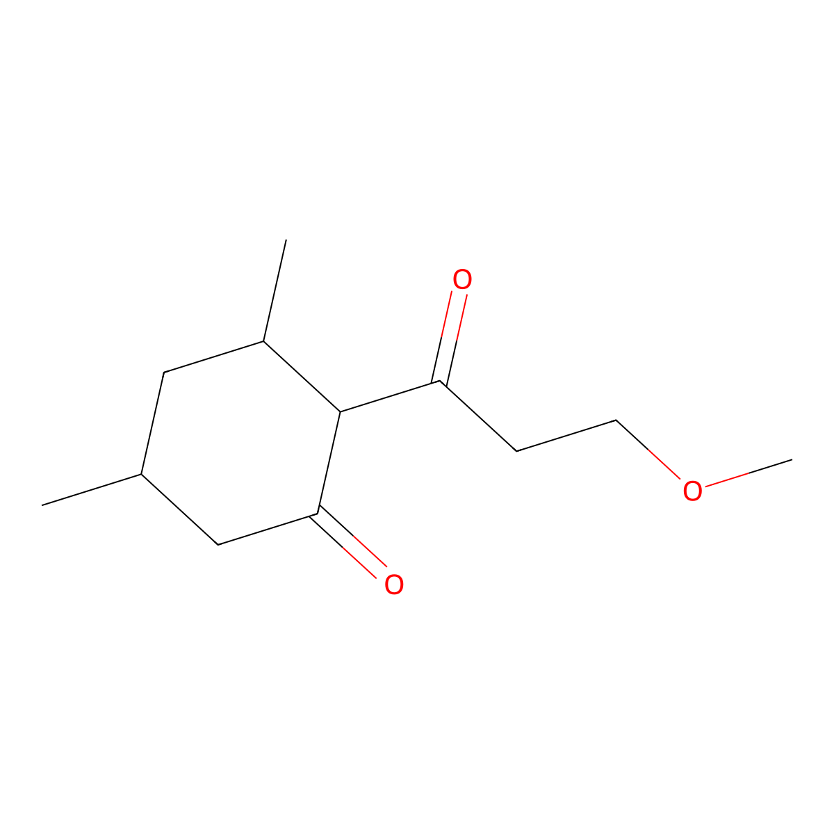 2-(3-Methoxypropanoyl)-3,5-dimethylcyclohexan-1-one molecular structure, CAS 1343317-85-0