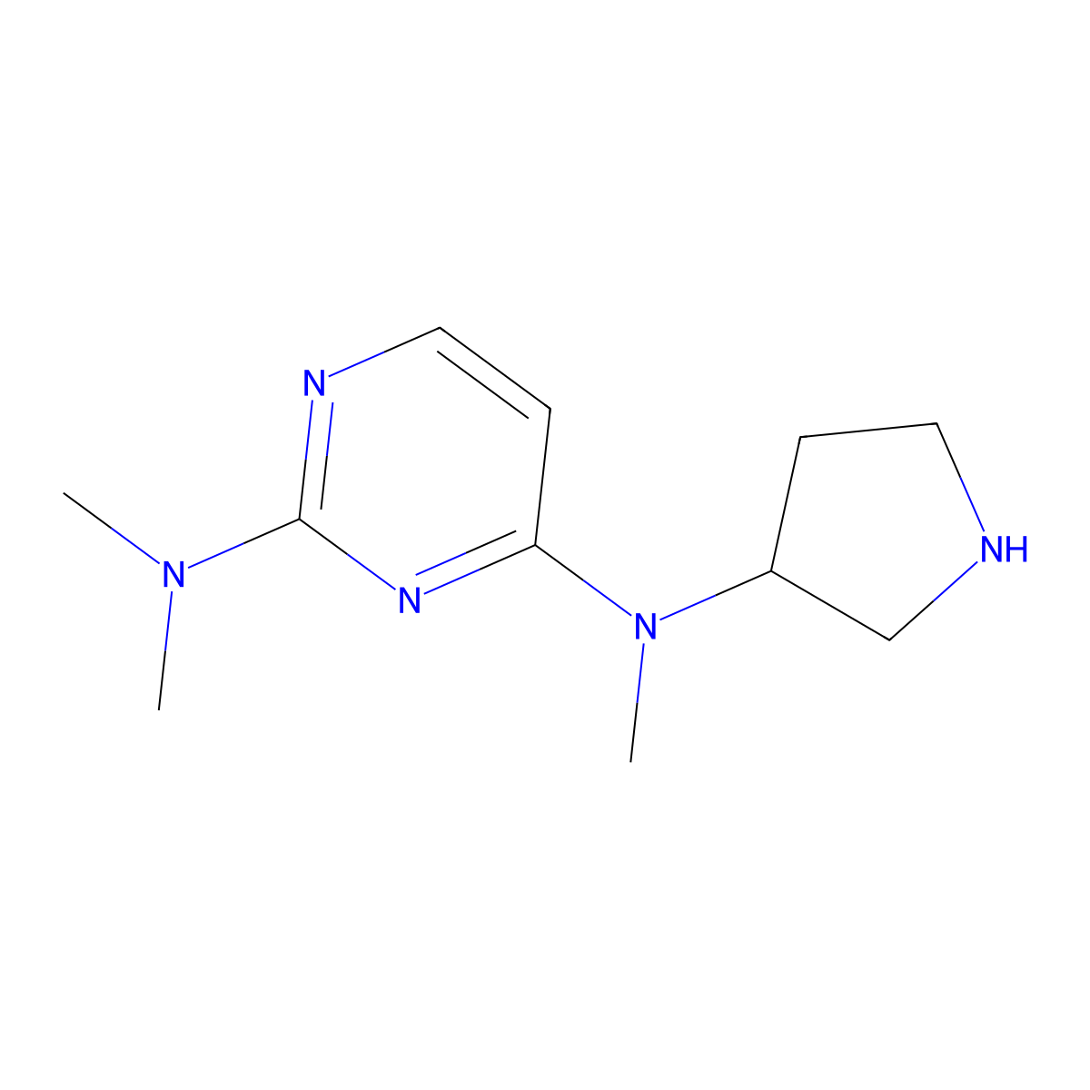 N2,N2,N4-trimethyl-N4-(pyrrolidin-3-yl)pyrimidine-2,4-diamine molecular structure, CAS 1343318-08-0