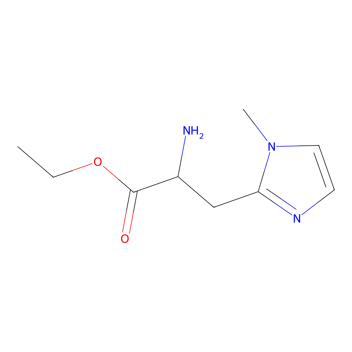 ethyl 2-amino-3-(1-methyl-1H-imidazol-2-yl)propanoate molecular structure, CAS 1343318-12-6