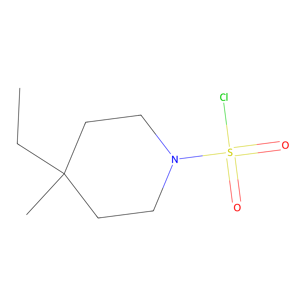 4-Ethyl-4-methylpiperidine-1-sulfonyl chloride molecular structure, CAS 1343320-60-4