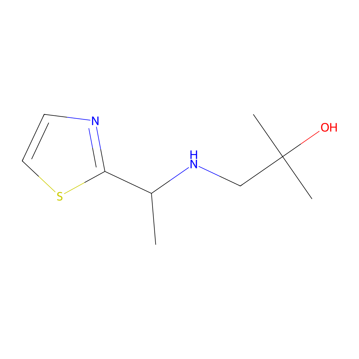 2-Methyl-1-{[1-(1,3-thiazol-2-yl)ethyl]amino}propan-2-ol molecular structure, CAS 1343320-82-0