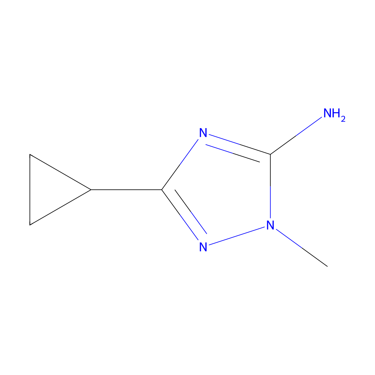3-cyclopropyl-1-methyl-1H-1,2,4-triazol-5-amine molecular structure, CAS 1343327-77-4