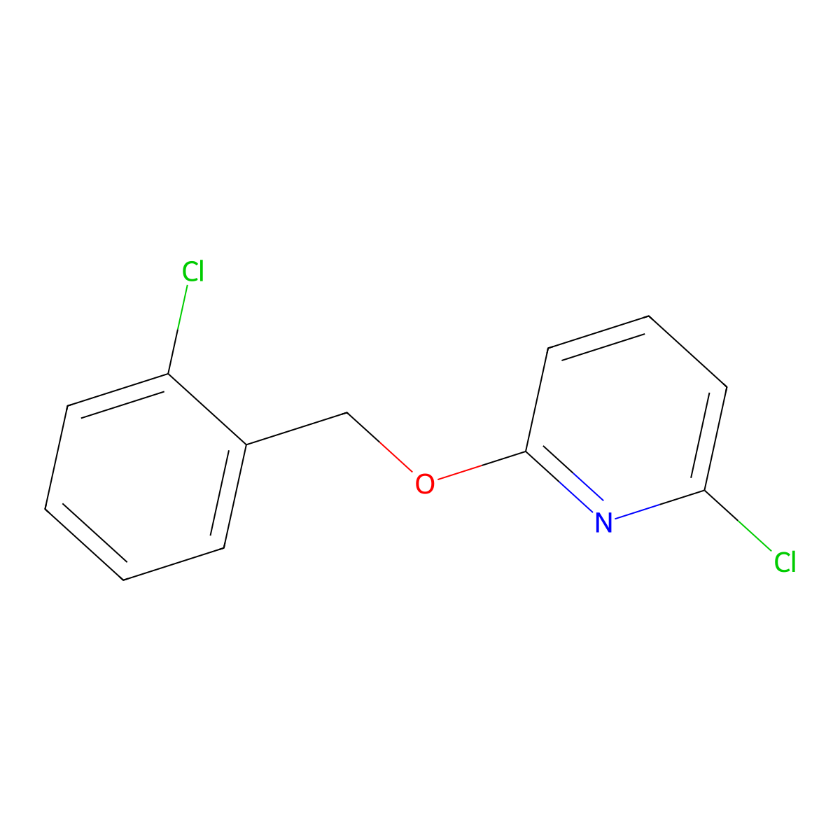 Pyridine, 2-chloro-6-[(2-chlorophenyl)methoxy]- molecular structure, CAS 1343328-76-6