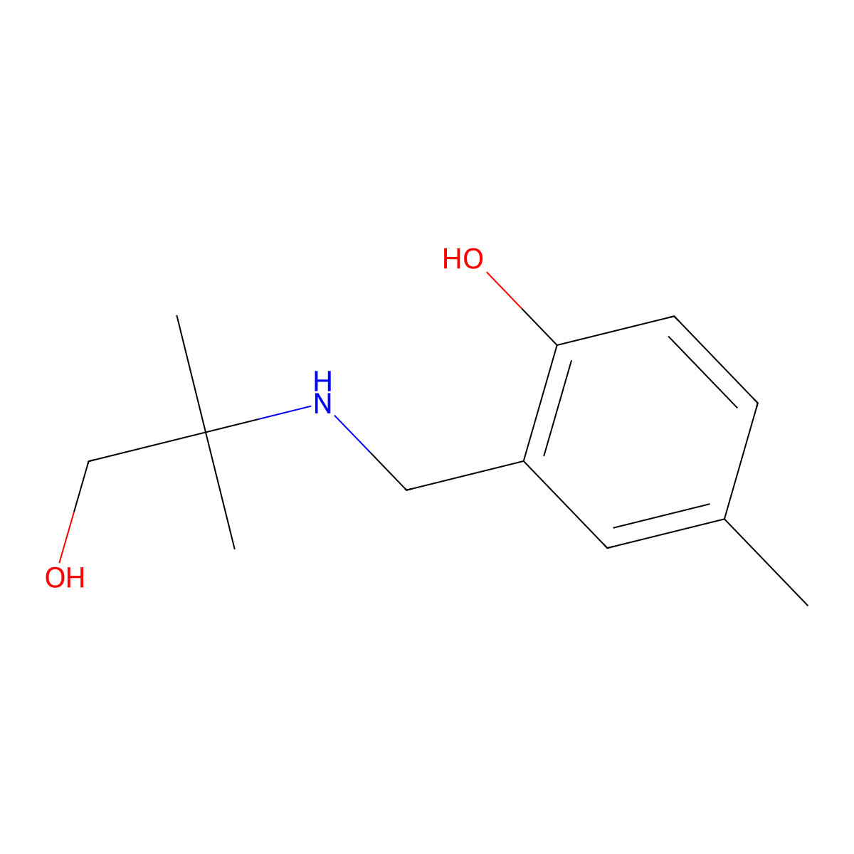 2-{[(1-Hydroxy-2-methylpropan-2-yl)amino]methyl}-4-methylphenol molecular structure, CAS 1343329-05-4