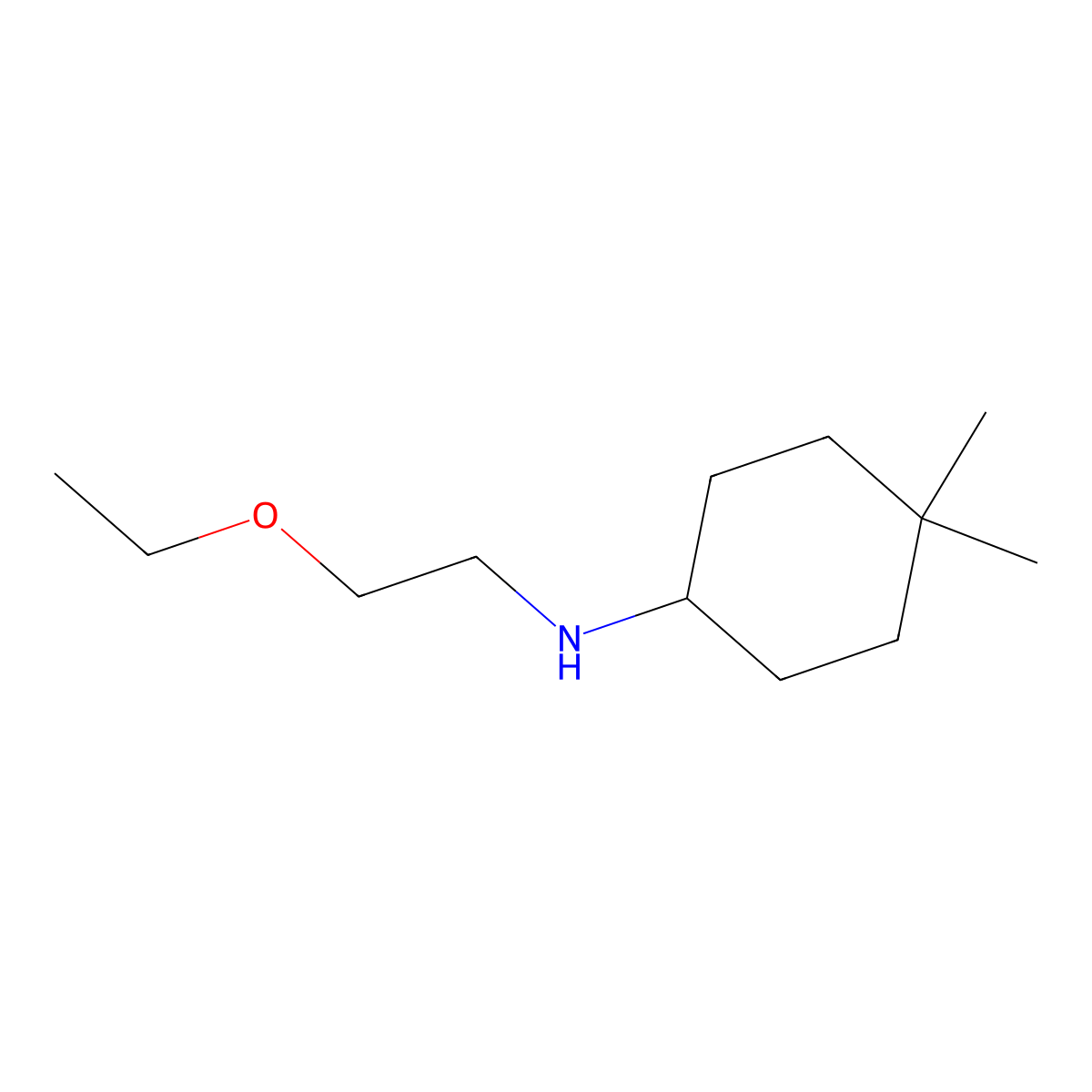 N-(2-ethoxyethyl)-4,4-dimethylcyclohexan-1-amine molecular structure, CAS 1343329-92-9