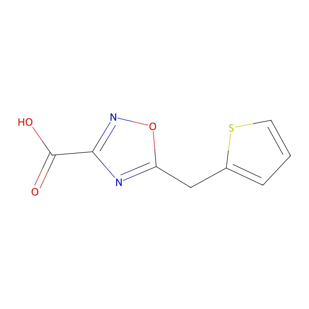 5-[(Thiophen-2-yl)methyl]-1,2,4-oxadiazole-3-carboxylic acid molecular structure, CAS 1343334-51-9