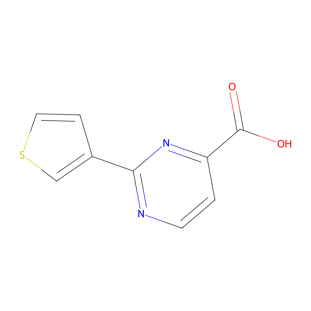2-(Thiophen-3-yl)pyrimidine-4-carboxylic acid molecular structure, CAS 1343335-87-4