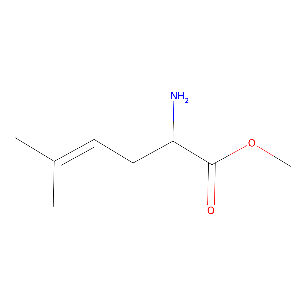 Methyl 2-amino-5-methylhex-4-enoate molecular structure, CAS 1343339-11-6