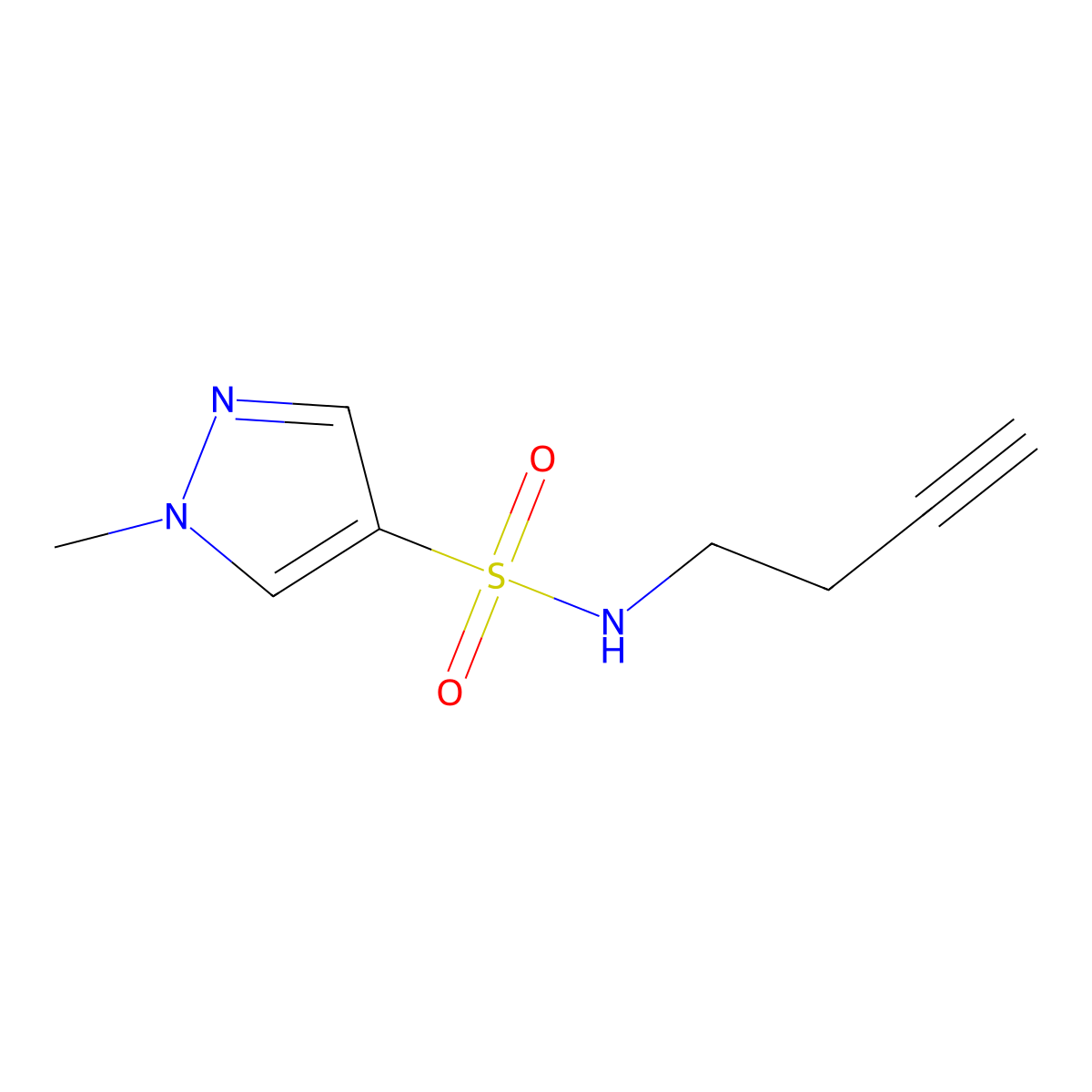 N-(but-3-yn-1-yl)-1-methyl-1H-pyrazole-4-sulfonamide molecular structure, CAS 1343339-23-0