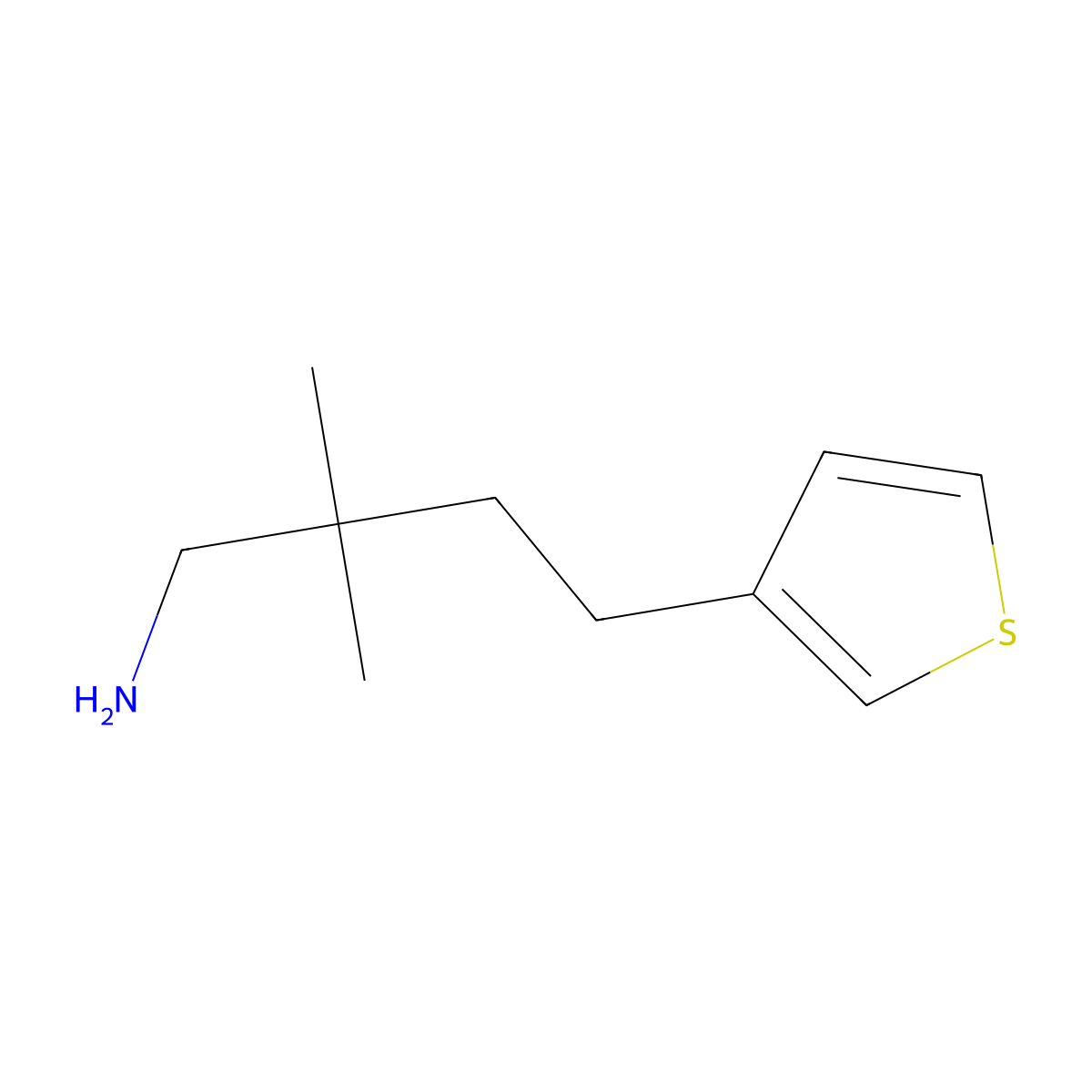 2,2-Dimethyl-4-(thiophen-3-yl)butan-1-amine molecular structure, CAS 1343341-94-5