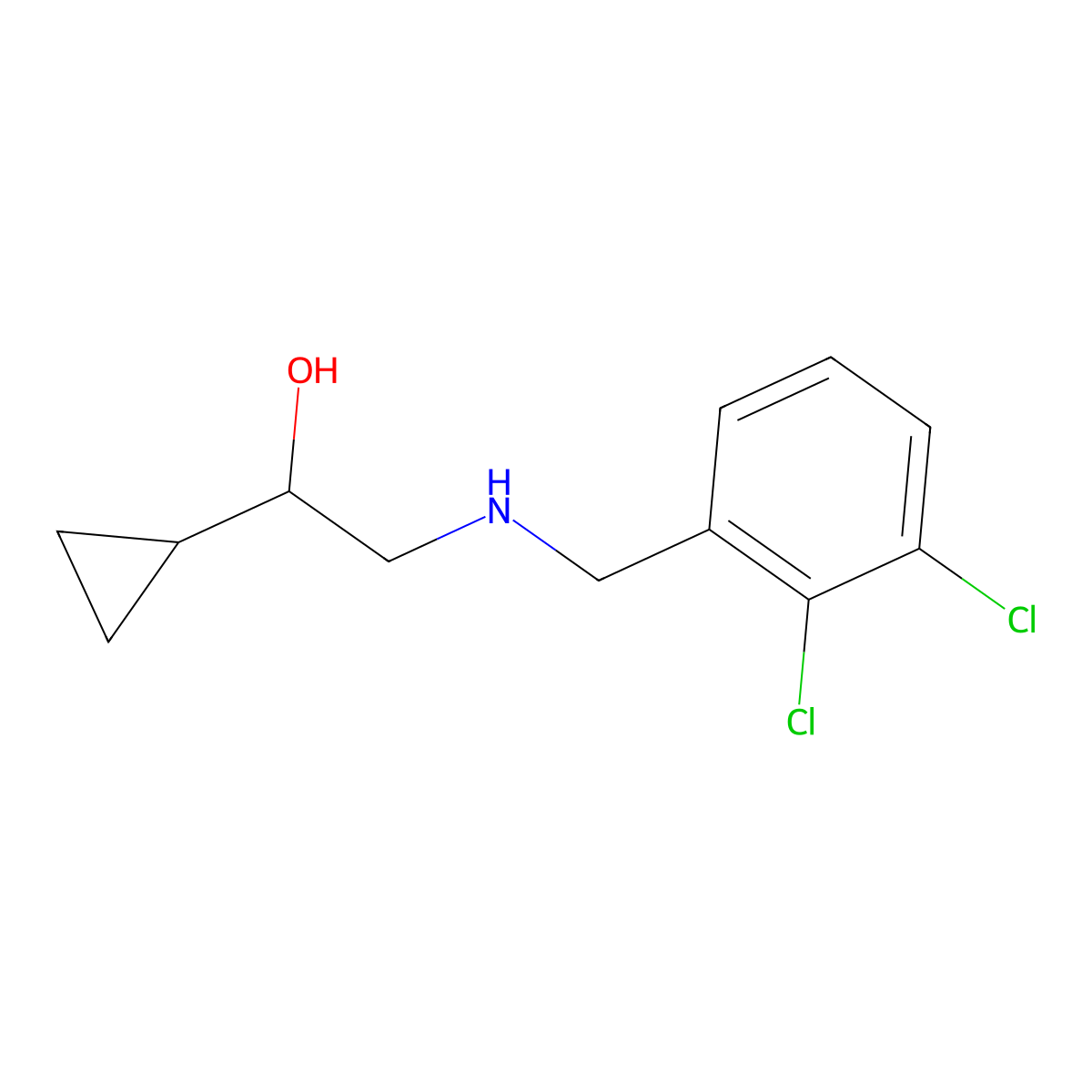 1-Cyclopropyl-2-{[(2,3-dichlorophenyl)methyl]amino}ethan-1-ol molecular structure, CAS 1343343-58-7