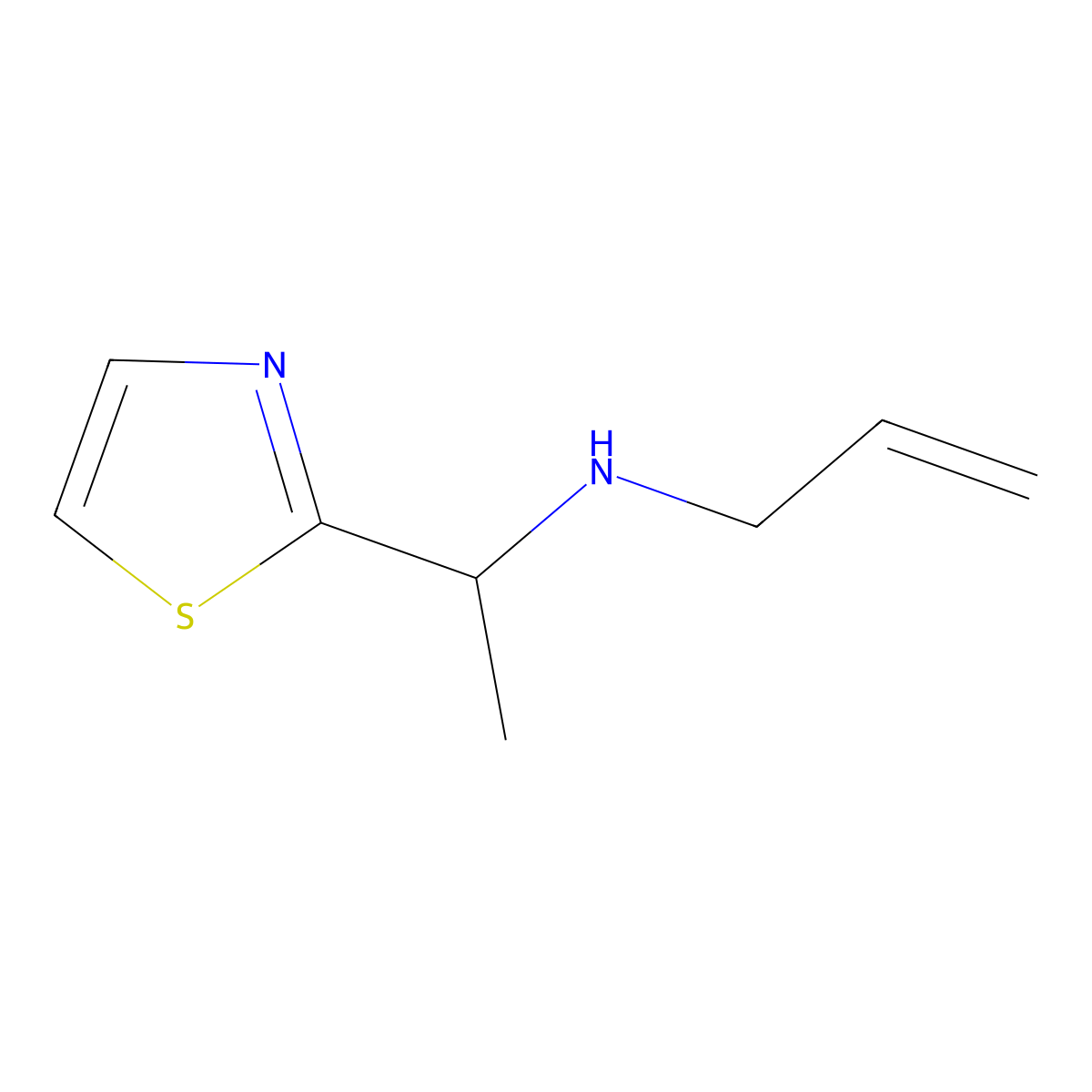 (Prop-2-en-1-yl)[1-(1,3-thiazol-2-yl)ethyl]amine molecular structure, CAS 1343347-04-5