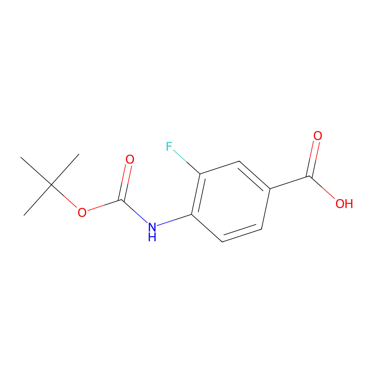 4-{[(Tert-butoxy)carbonyl]amino}-3-fluorobenzoic acid molecular structure, CAS 1343348-67-3